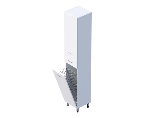 Пенал Onika Модерн 32 напольный, белый, с бельевой корзиной, левый