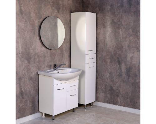 Пенал Onika Модерн 32 напольный, белый, с бельевой корзиной, левый