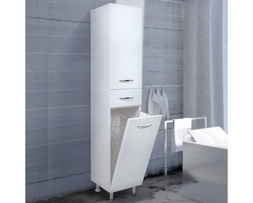 Пенал Onika Модерн 32 напольный, белый, с бельевой корзиной, левый