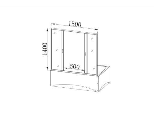 Душевая шторка на ванну Taliente 150x140см, раздвижная, прозр.стекло 6мм, хром