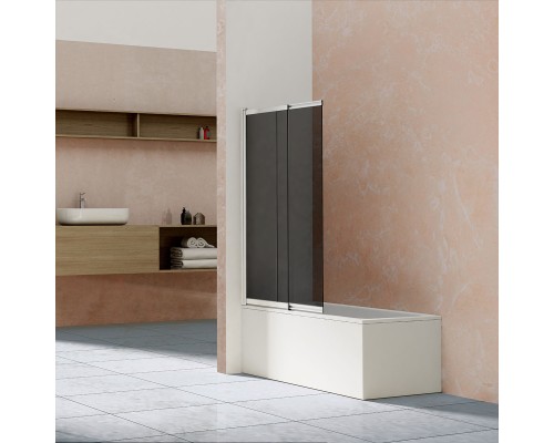 Душевая шторка на ванну Vincea 1000x1450 хром стекло тонированное