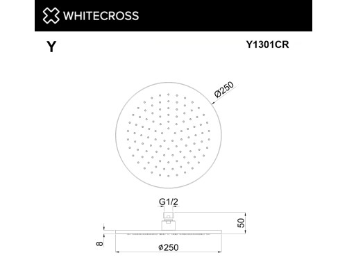 Верхний душ Whitecross D=25 см хром