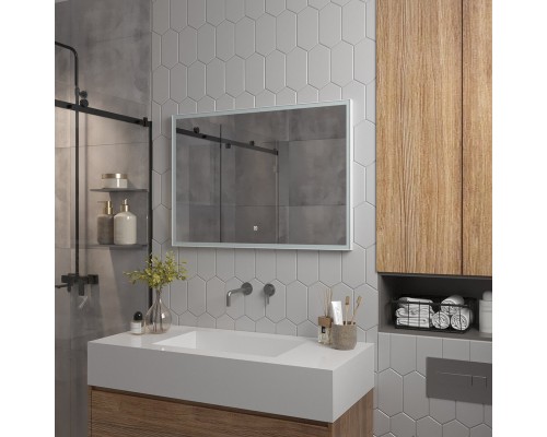 Зеркало Континент Frame White 1000x700 ЗЛП2 с подсветкой с сенсорным выключателем