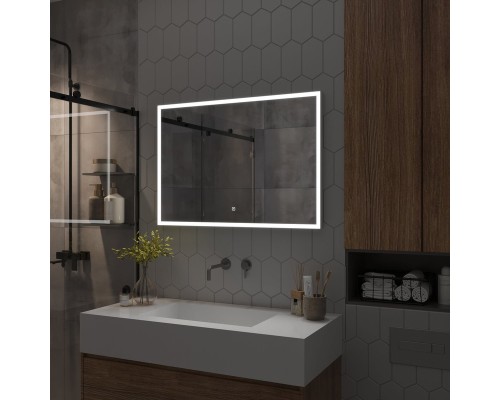 Зеркало Континент Frame White 1000x700 ЗЛП2 с подсветкой с сенсорным выключателем