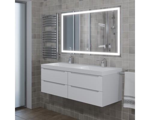 Тумба под двойную раковину подвесная Uperwood Tanos 120х45х50 см, белая, 4 ящика