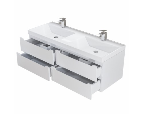 Тумба под двойную раковину подвесная Uperwood Tanos 120х45х50 см, белая, 4 ящика