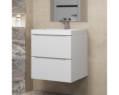 Тумба с раковиной подвесная Uperwood Tanos NEW 50х45х55 см, белая