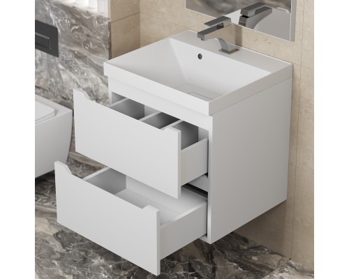 Тумба с раковиной подвесная Uperwood Tanos NEW 50х45х55 см, белая