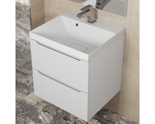 Тумба с раковиной подвесная Uperwood Tanos NEW 50х45х55 см, белая