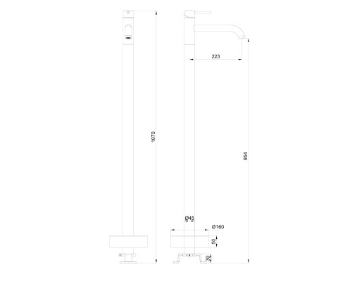 Смеситель для раковины напольный Wonzon&Woghand STICK, Браш золото WW-88649905-BG