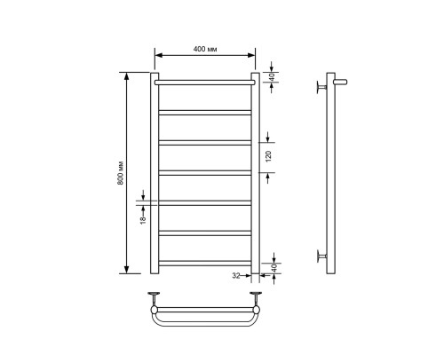 Полотенцесушитель водяной Comfysan Capri W-8 80/40 с полкой, белый