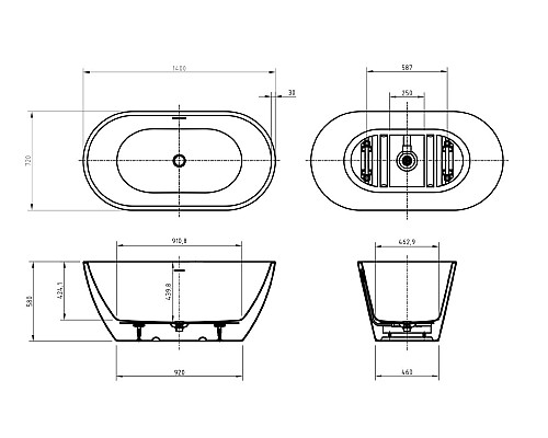 Акриловая ванна BelBagno Uno 140x72 BB701-1400-720-K без гидромассажа Акриловая ванна BelBagno Uno 140x72 BB701-1400-720-K без гидромассажа