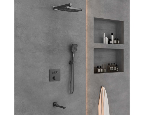 Душевой комплект Vincea VSFW-4311GM встраиваемый 3 режима вороненая сталь