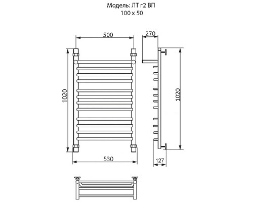 Полотенцесушитель Ника TRAPEZIUM ЛТ (Г2) ВП 100/50