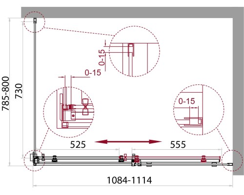 Душевой уголок BelBagno Acqua 110х80 ACQUA-AH-1-110/80-C-Cr Хром