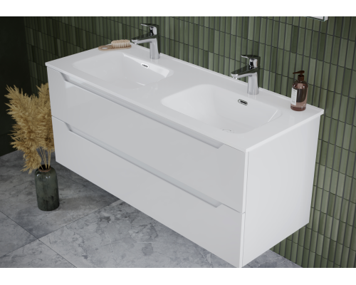 Тумба под раковину SANCOS Norma 2.0 1190х450х500 2W, c двумя ящиками, белый глянец