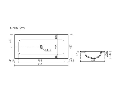 Раковина-столешница Накладная Sancos Grace 91 CN7019wx Белый