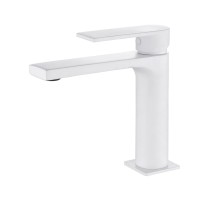 Однорычажный смеситель для раковины AQG Alpha, белый матовый