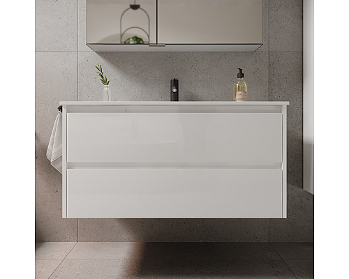 Тумба под раковину SANCOS Libra 990х450х500, c двумя ящиками, белый глянец Тумба под раковину SANCOS Libra 990х450х500, c двумя ящиками, белый глянец