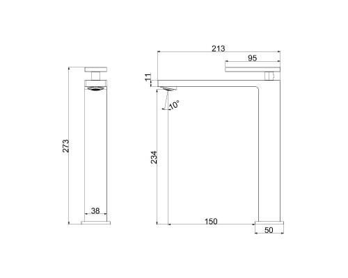 Смеситель для раковины Vincea Dice VBF-2DS2BN однорычажный, сатин