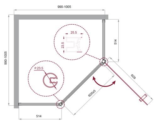 Душевой уголок BelBagno Uno 100х100 UNO-195-P-1-100-C-NERO Черный матовый