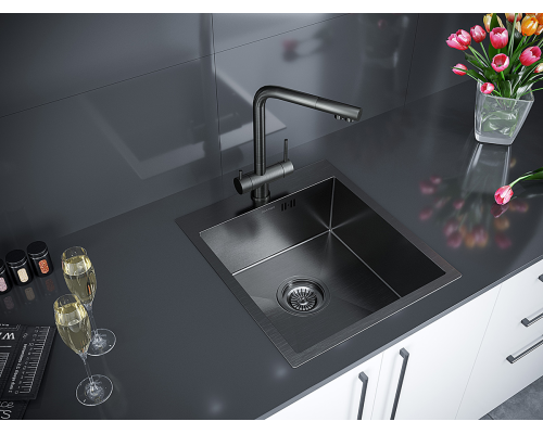 Кухонная мойка Paulmark Favor 45 PM214551-GM Вороненая сталь
