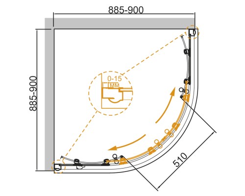 Душевой уголок Cezares GIUBILEO-R-2-90-SCORREVOLE-C-G