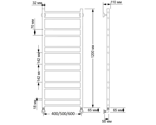 Полотенцесушитель латунный Secado Триада 2 40х120, водяной, бронза
