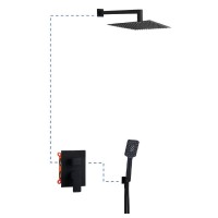 Душевая система EC209 AQG Bold, с верхним душем и кронштейном, черный матовый