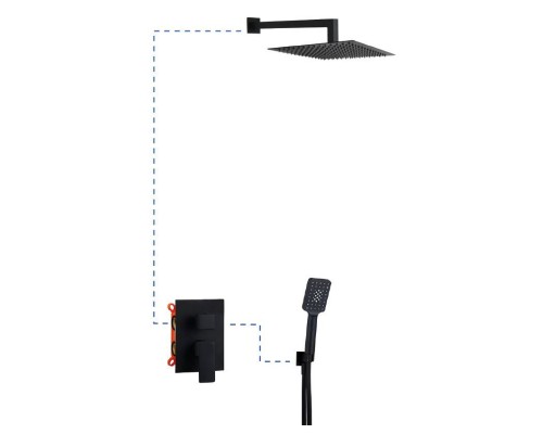 Душевая система EC209 AQG Bold, с верхним душем и кронштейном, черный матовый