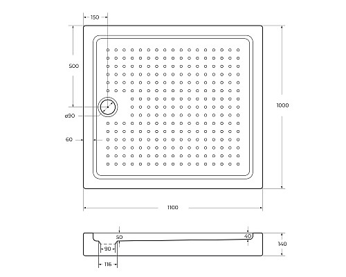 Поддон акриловый Cezares TRAY-A-AH-110/100-15-W Поддон акриловый Cezares TRAY-A-AH-110/100-15-W