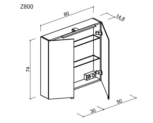 Зеркальный шкаф SANCOS Hilton 800x148х740 мм, с LED подсветкой