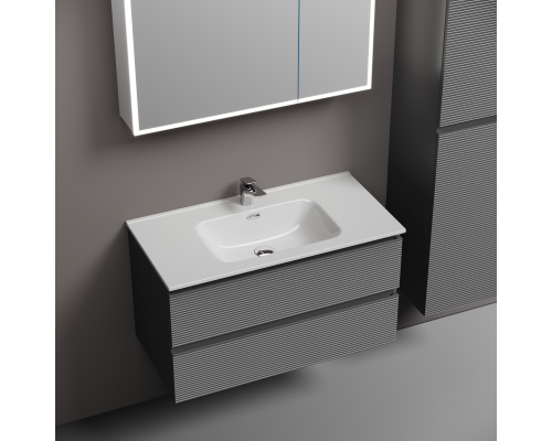 Тумба под раковину подвесная Sancos Folk 89х44х50, с доводчиками, Grey soft, FL90GS