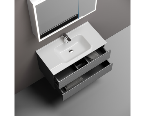 Тумба под раковину подвесная Sancos Folk 89х44х50, с доводчиками, Grey soft, FL90GS