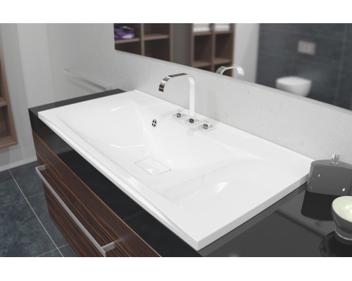 Раковина для ванной Uperwood Elen 90х44,5х15 см, белая глянцевая, с накладкой для слива