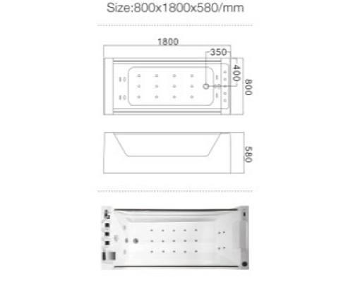 Ванна Frank F104 отдельностоящая Размер 180x80x58см Ванна Frank F104 отдельностоящая Размер 180x80x58см