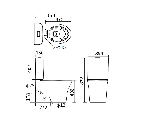 Чаша напольного унитаза Arrow AB2232H белый