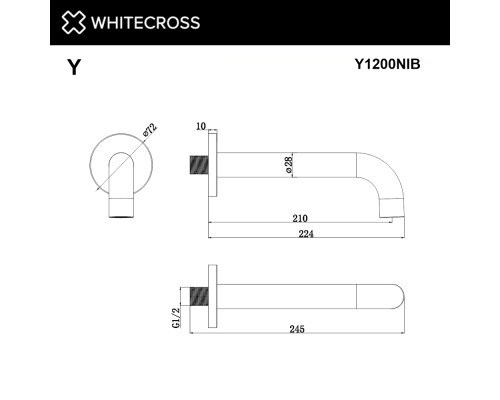 Излив настенный WHITECROSS Y1200NIB брашированный никель