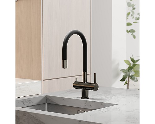 Смеситель для кухни SANCOS Lucia SC4004GG с подключением фильтра для воды, вороненая сталь