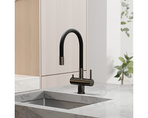 Смеситель для кухни SANCOS Lucia SC4004GG с подключением фильтра для воды, вороненая сталь