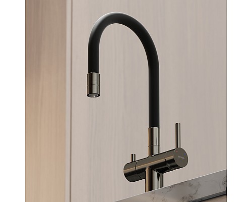 Смеситель для кухни SANCOS Lucia SC4004GG с подключением фильтра для воды, вороненая сталь