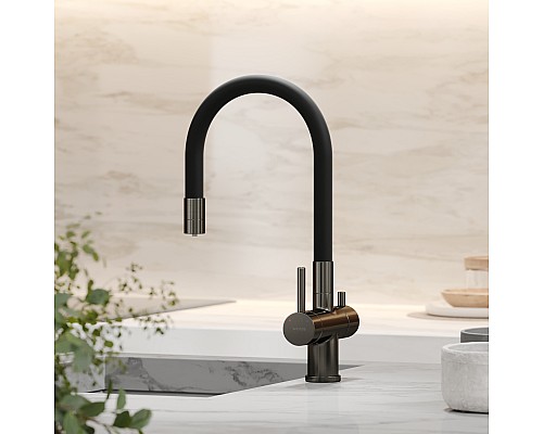 Смеситель для кухни SANCOS Lucia SC4004GG с подключением фильтра для воды, вороненая сталь