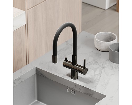 Смеситель для кухни SANCOS Lucia SC4004GG с подключением фильтра для воды, вороненая сталь