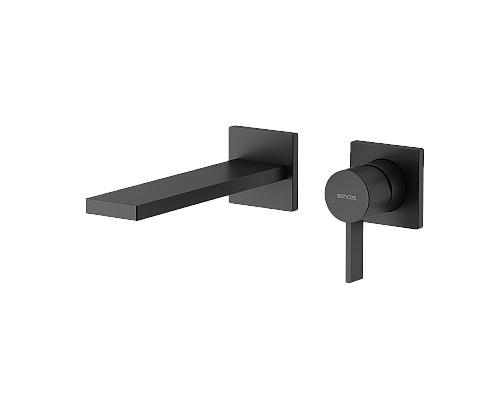 Смеситель для раковины SANCOS Linn c внутренней частью, черный матовый, SC9021MB