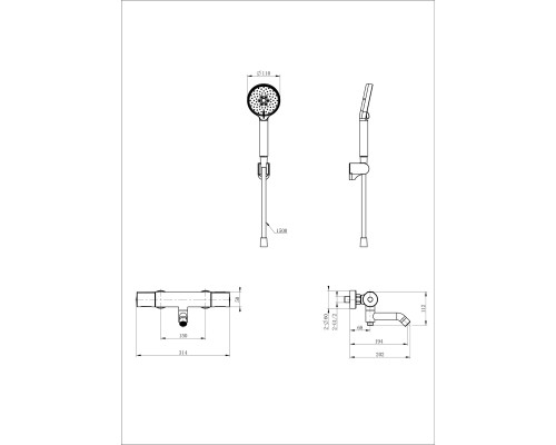 Смеситель для ванны с душем и термостатом Wonzon&Woghand, Брашированное золото