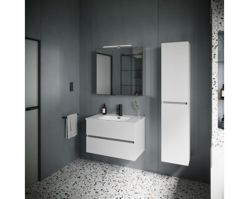 Тумба под раковину SANCOS Urban 790х450х550, c двумя ящиками, белый глянец