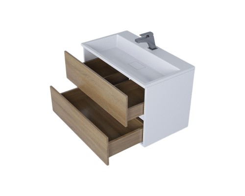 Тумба под раковину 80 см, Uperwood Barsa, белая/дуб сонома