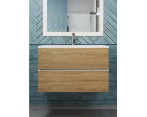 Тумба под раковину 80 см, Uperwood Barsa, белая/дуб сонома