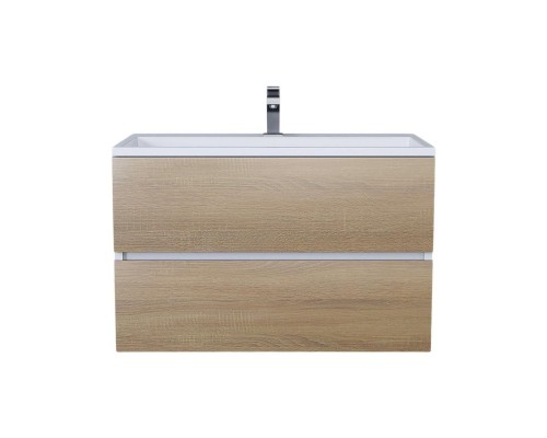 Тумба под раковину 80 см, Uperwood Barsa, белая/дуб сонома