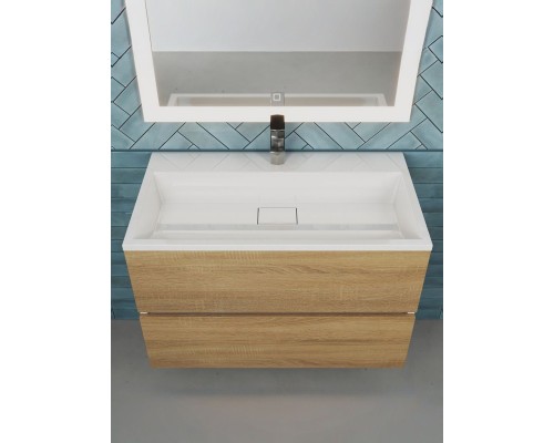 Тумба под раковину 80 см, Uperwood Barsa, белая/дуб сонома